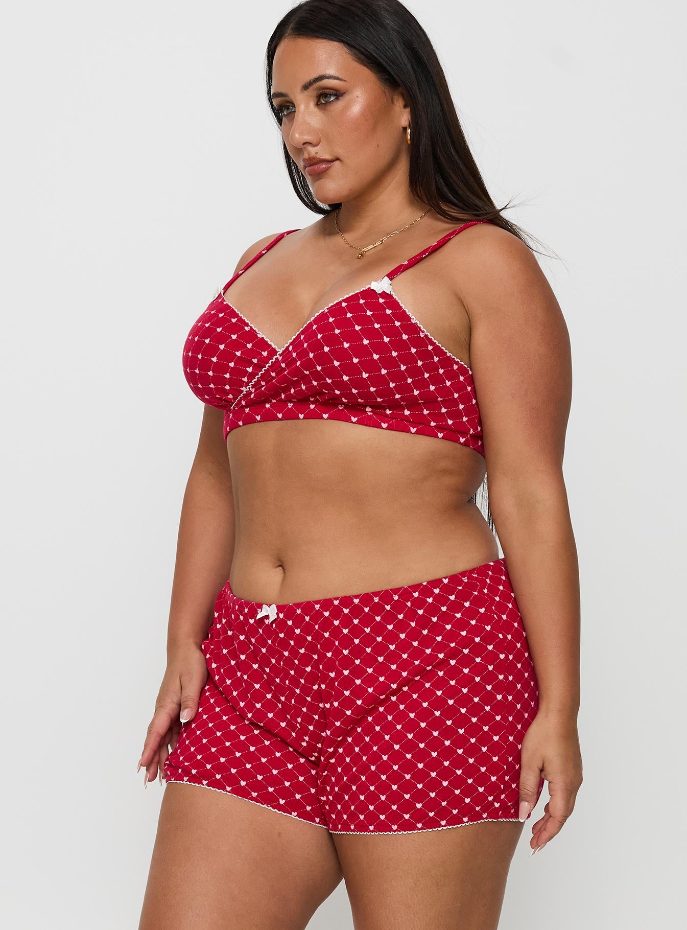 Slow Start Pointelle Sleep Short Red Curve、mySite、solidvoid