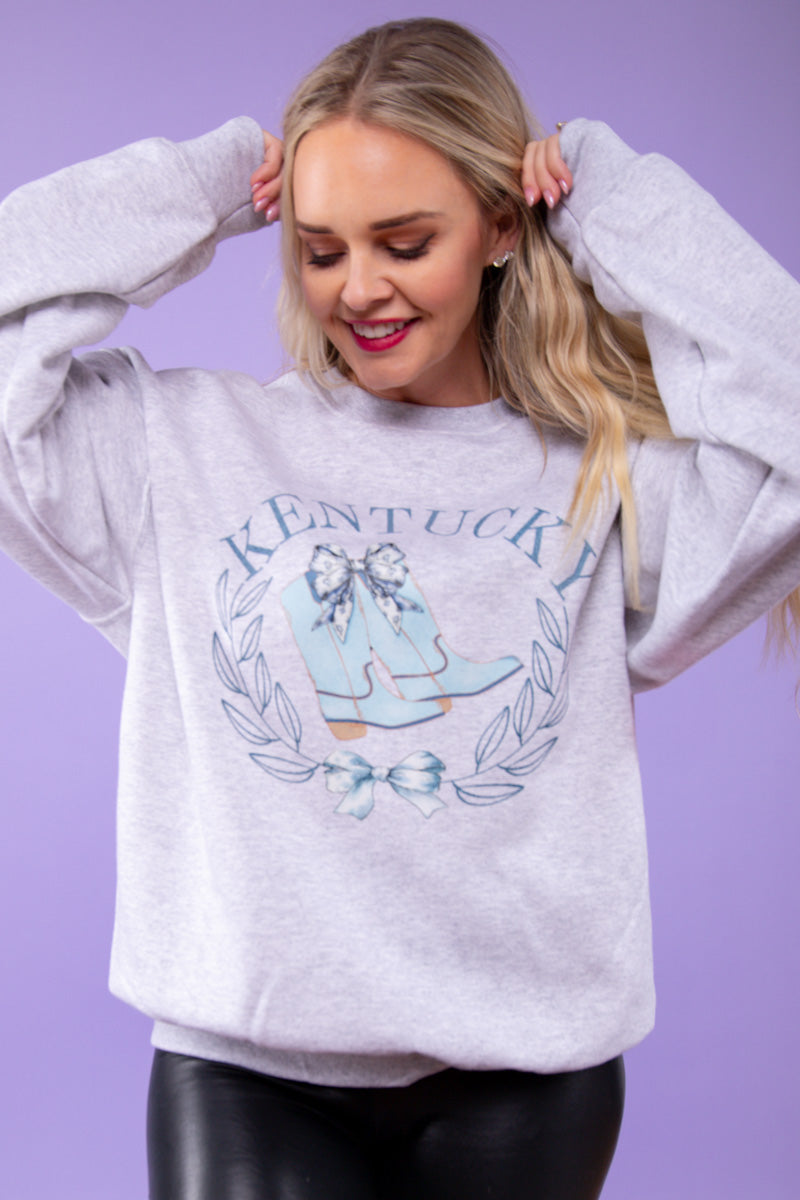 Kentucky Preppy Boots Sweatshirt - Gray、mySite、hinf8tx79