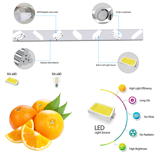 52" Modern 7-Light LED Vanity Light Fixture - Chrome Finish with Acrylic Light Shades - Energy-Efficient Bathroom Wall Sconce - Dimmable for Mirror, Shower, and Bathroom Decor、、eastwooduniform