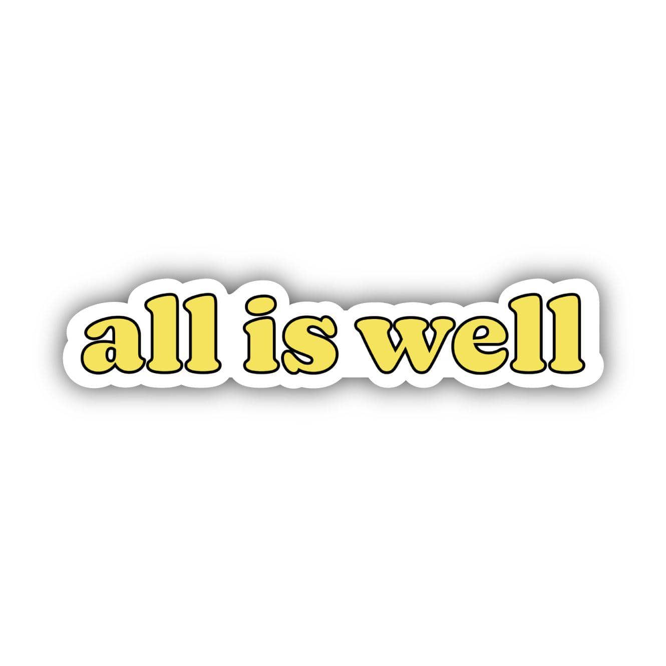  All is Well Yellow Lettering Aesthetic Sticker、mySite、elrpsem3k