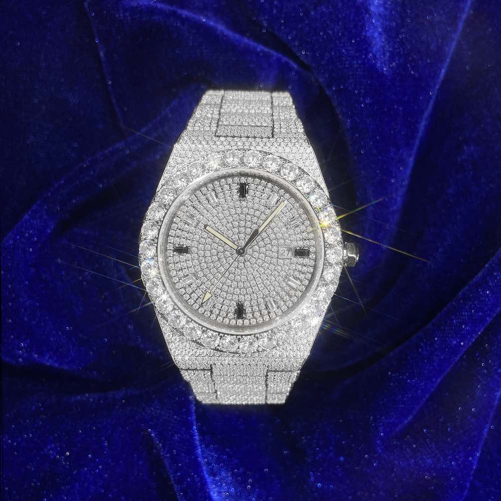 Men's Iced Out Watch | 44MM | 14K White Gold、mySite、hinf8tx79