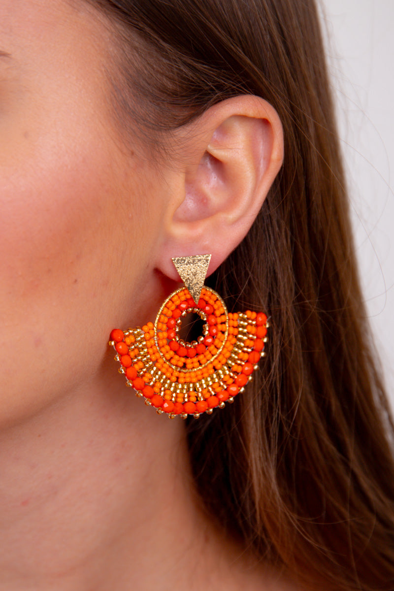 Demi Beaded Hoop Earrings - Orange、mySite、hinf8tx79