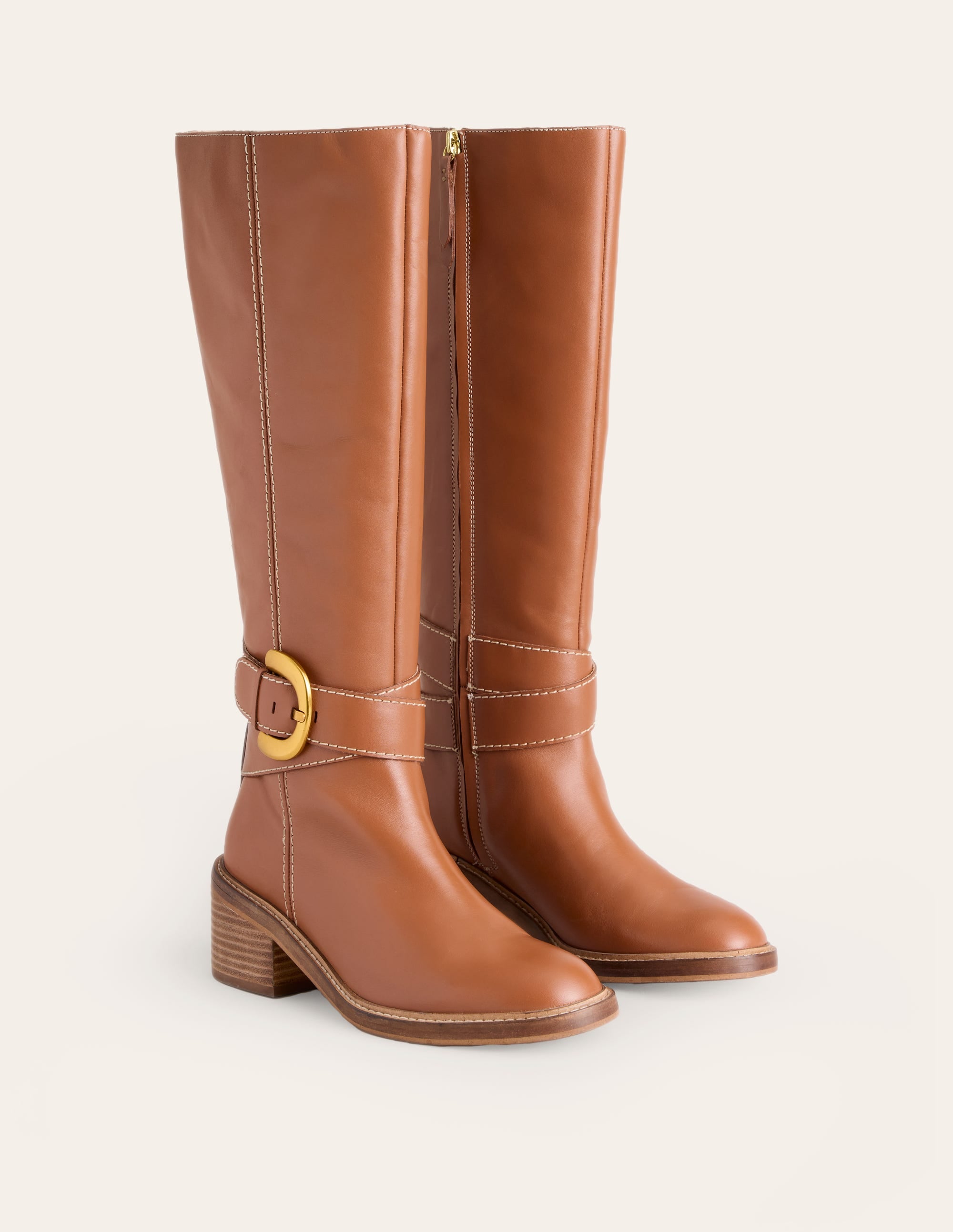  Buckled Knee High Boots-Tan、mySite、ashleygrahame