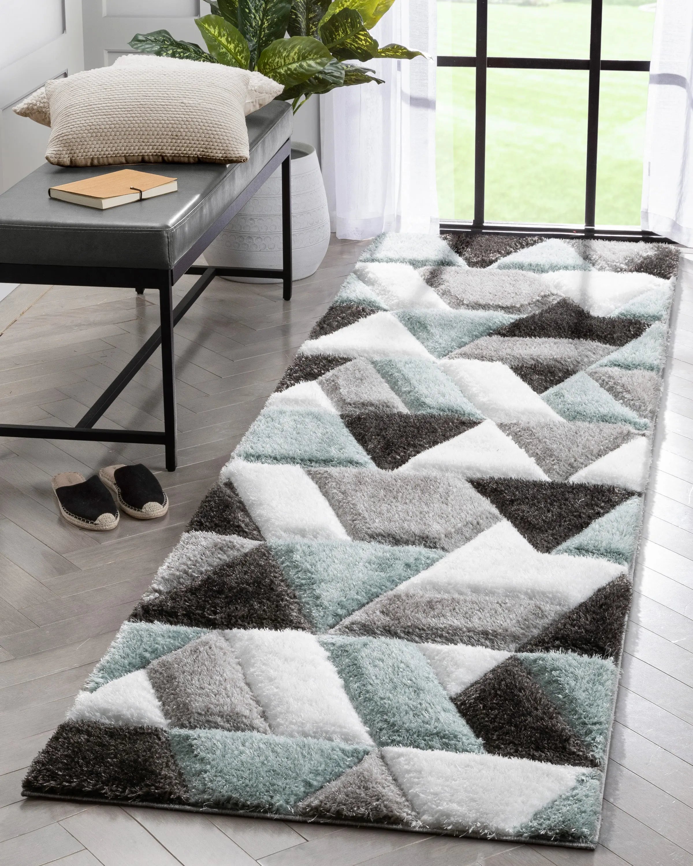 Holland Modern Geometric Light Blue 3D Textured Thick & Soft Shag Rug、mySite、gigharbornorthrealestate