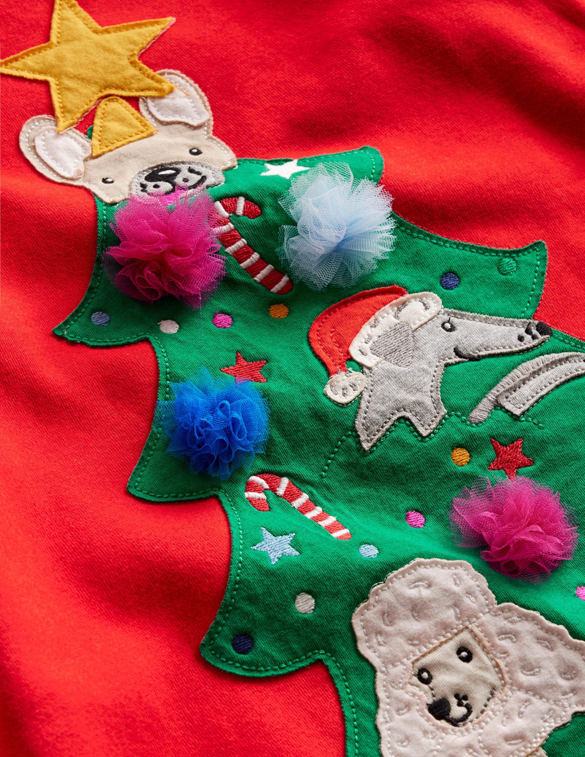  Cosy Appliqu茅 Sweatshirt Dress-Brilliant Red Christmas Tree、mySite、ashleygrahame