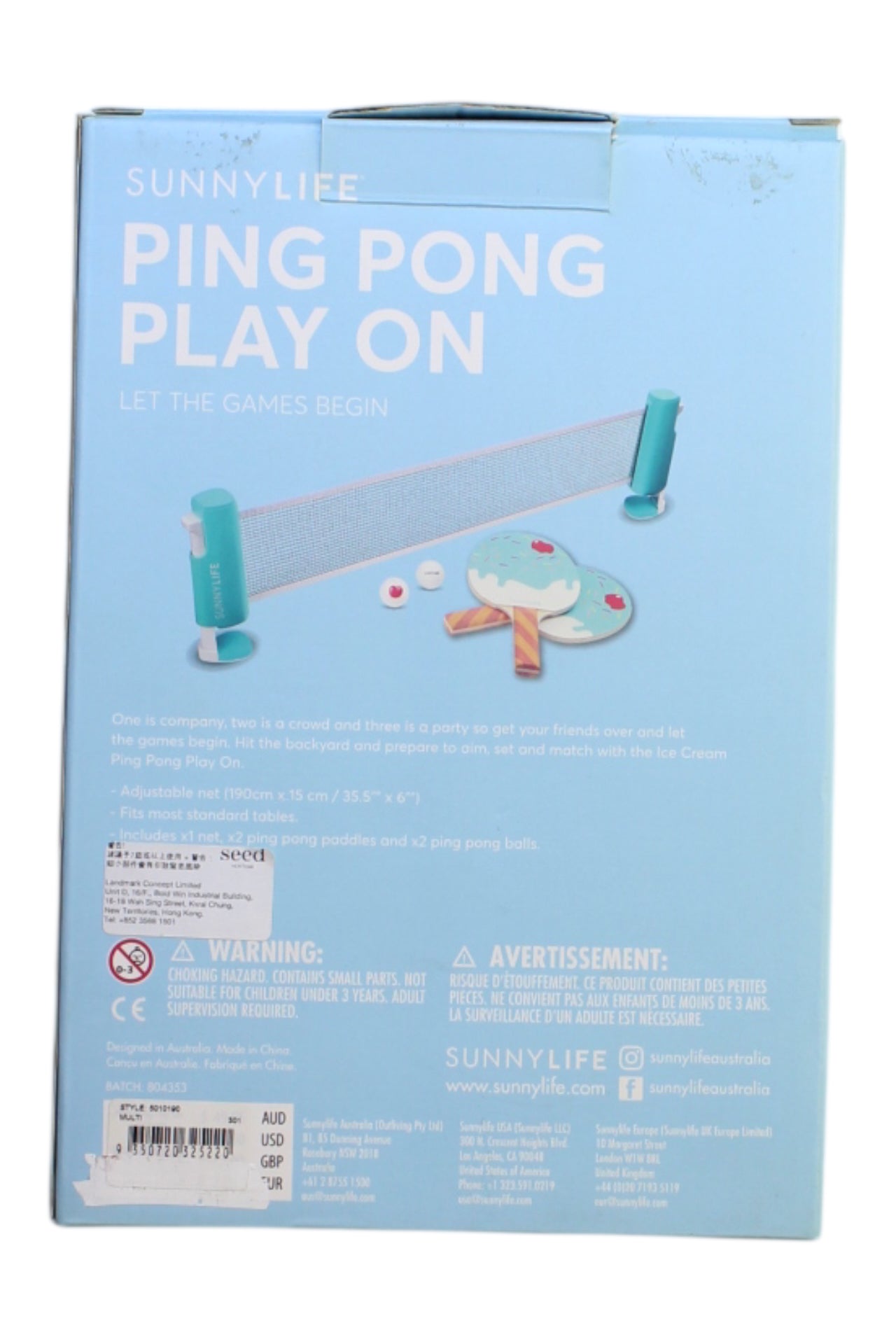 Sunny Life Ping Pong Set O/S、mySite、g9winljtr