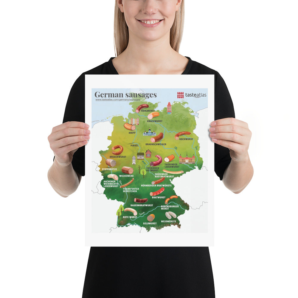 German Sausages Map Poster (in)、mySite、camillekostekn