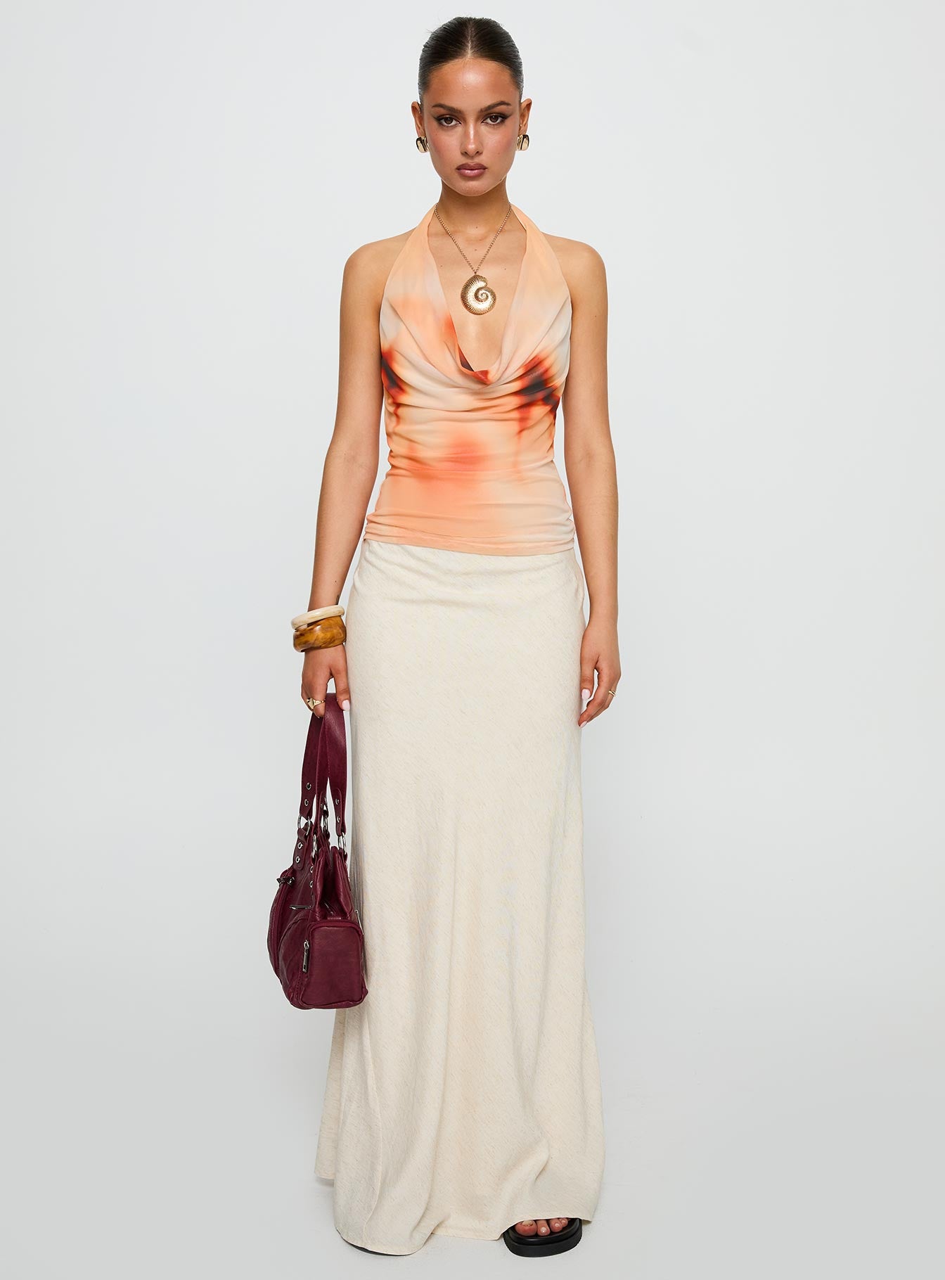 Do It Again Cowl Neck Top Orange Multi、mySite、solidvoid