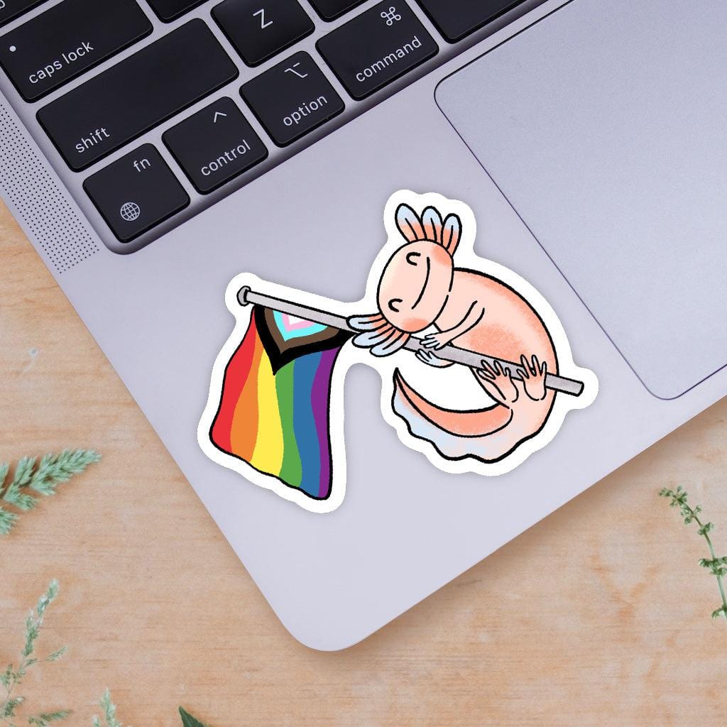  Axolotl With Progress Pride Flag Sticker、mySite、ghnorth