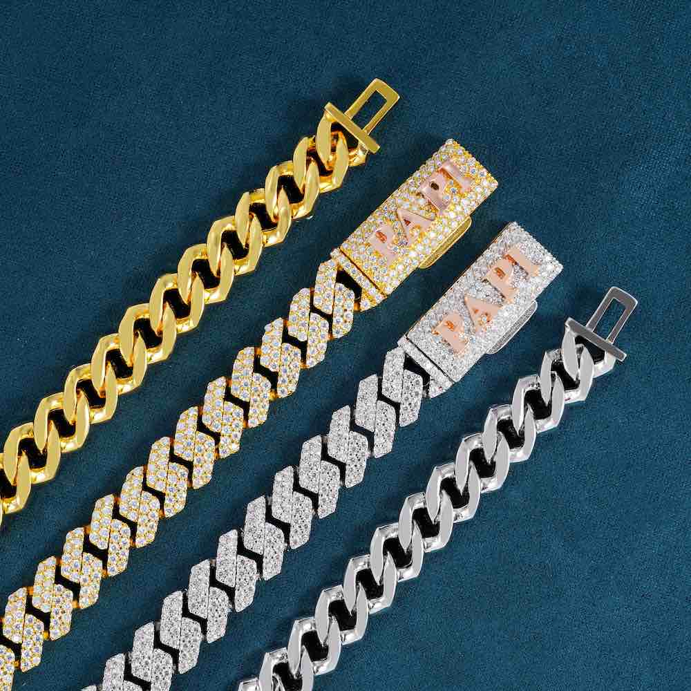 CUSTOM CLASP 2-Row 10MM Moissanite Cuban Link Chain 14K Gold、mySite、hinf8tx79