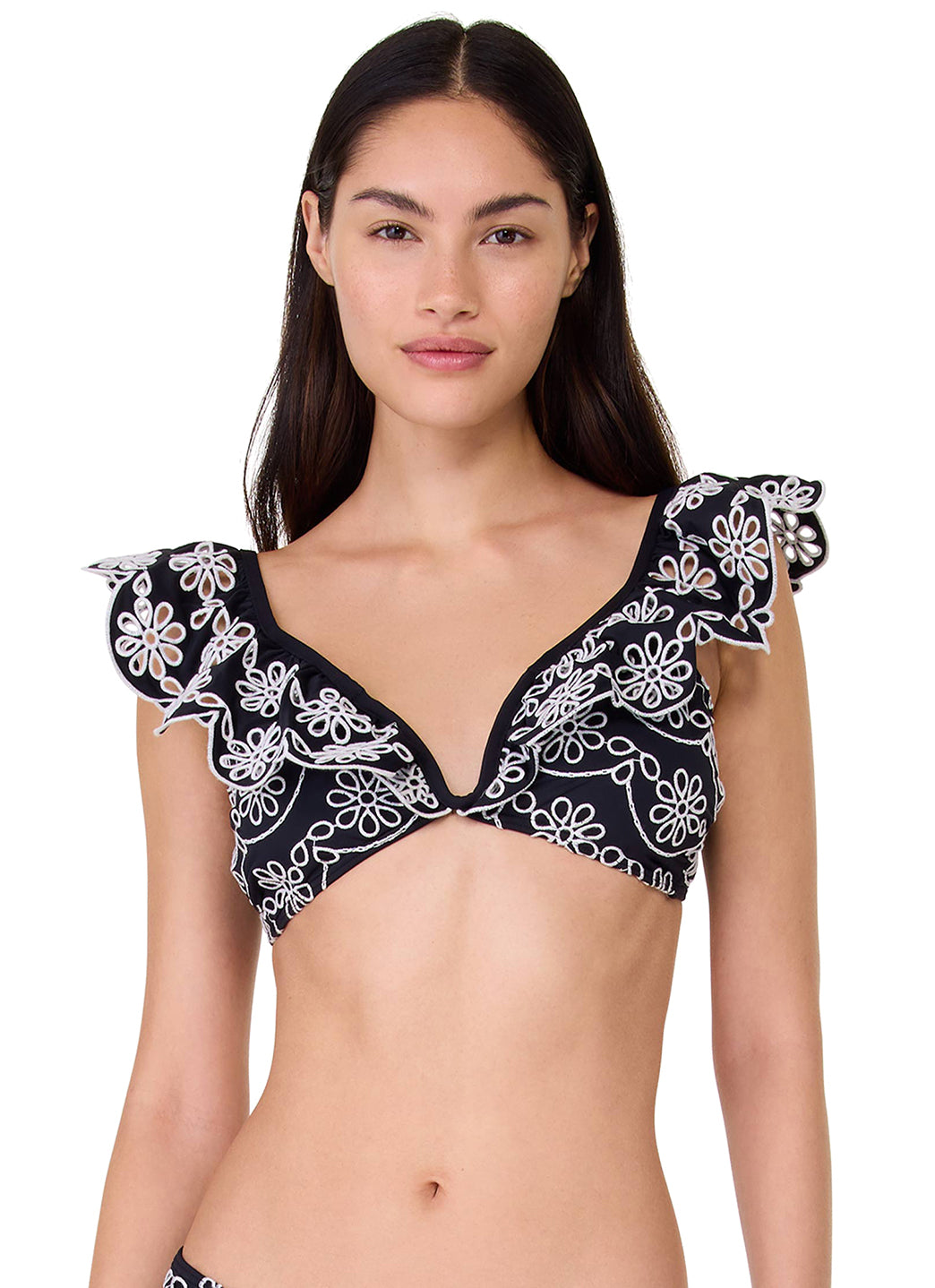 Kate Spade Women's Eyelet Ruffle Bikini Top、mySite、noshort