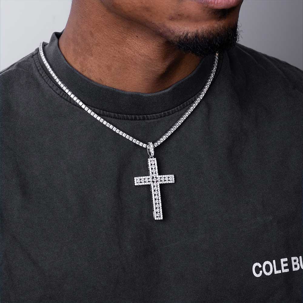 Moissanite Cluster Cross Pendant 14K Gold、mySite、hinf8tx79