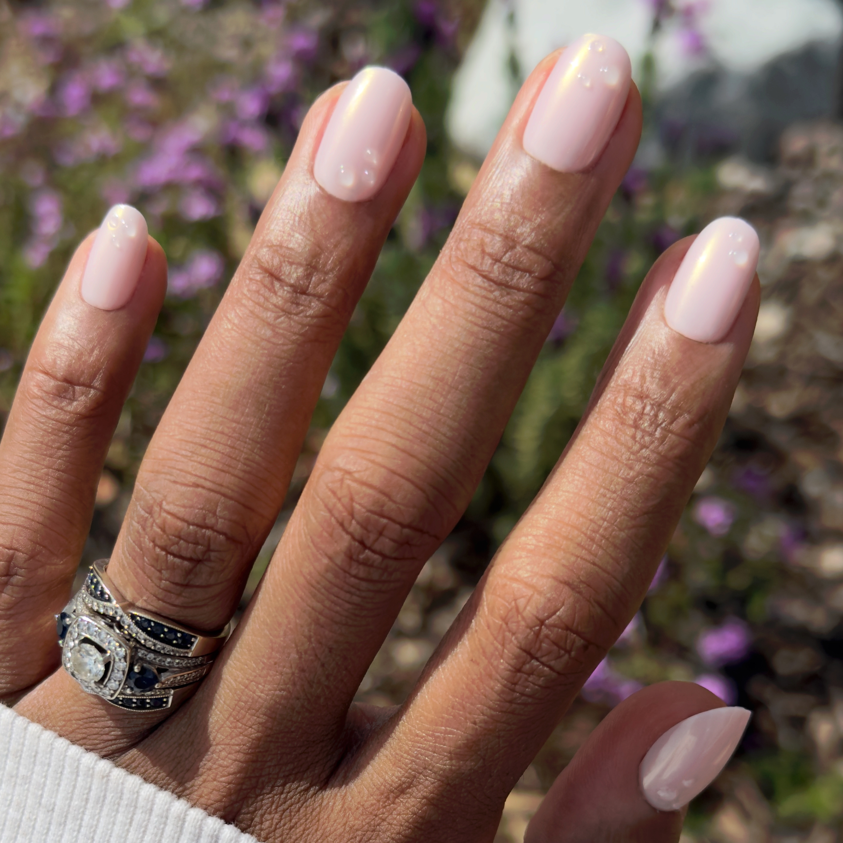 Pink Bubble Pearlescent - Press-On | Short | Round、mySite、solidvoid