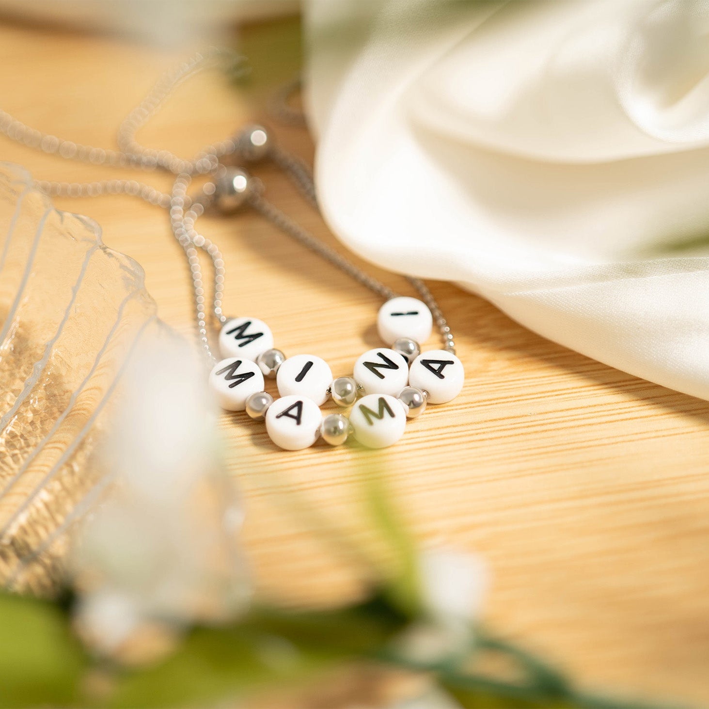 18K Gold PVD Stainless Steel Mini Adjustable Beaded Bracelet / BRJ1055、mySite、dreamappss