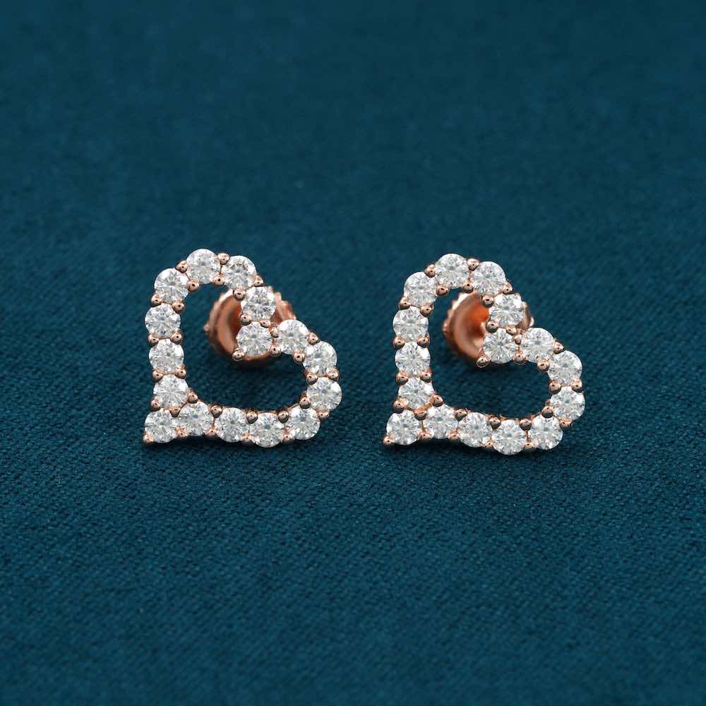 Heart Shaped Hollow Moissanite Earrings 14K Gold、mySite、hinf8tx79