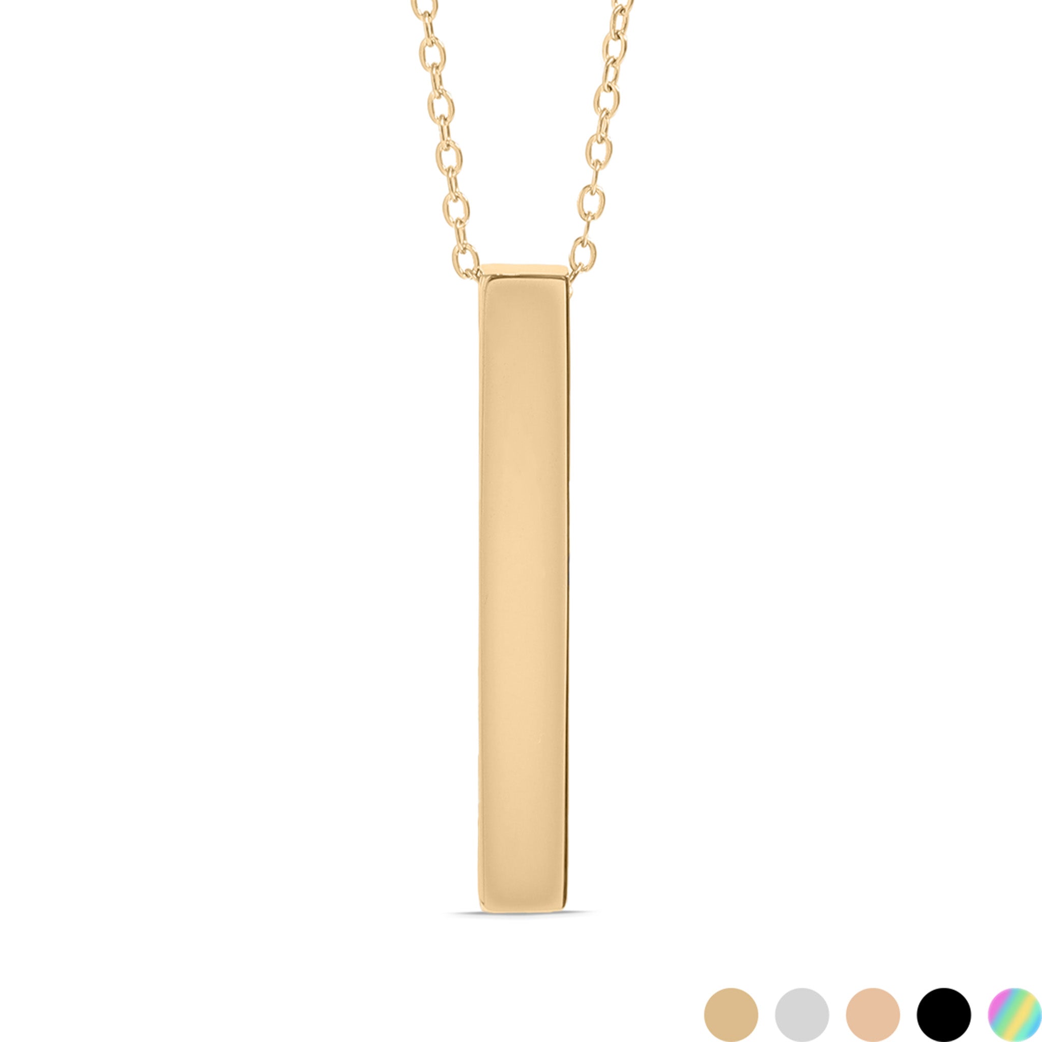 18K Gold PVD Stainless Steel Large Square 4-Sided Vertical Bar Polished Necklace / SBB0123、mySite、dreamappss