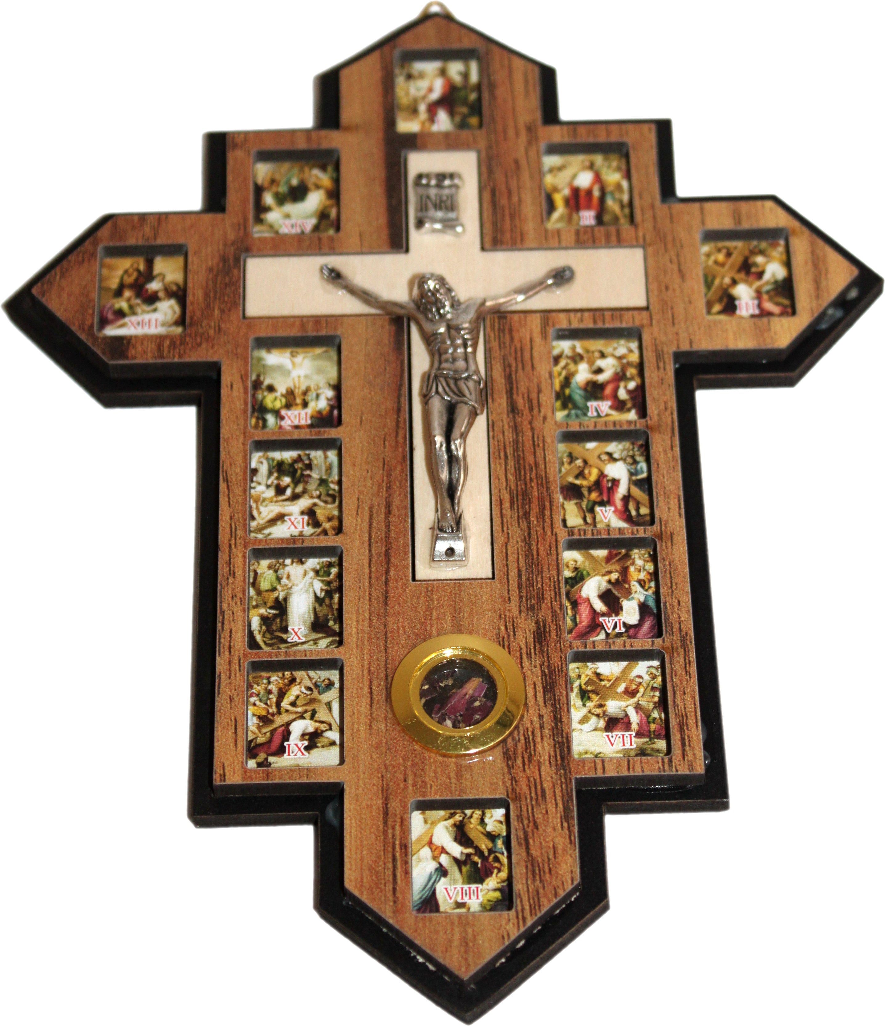  Three Layers with Olive Wood Crucifix - icon 14 Stations of the Cross 7 x 4.5 to 5.5 Inches、mySite、elrpsem3k