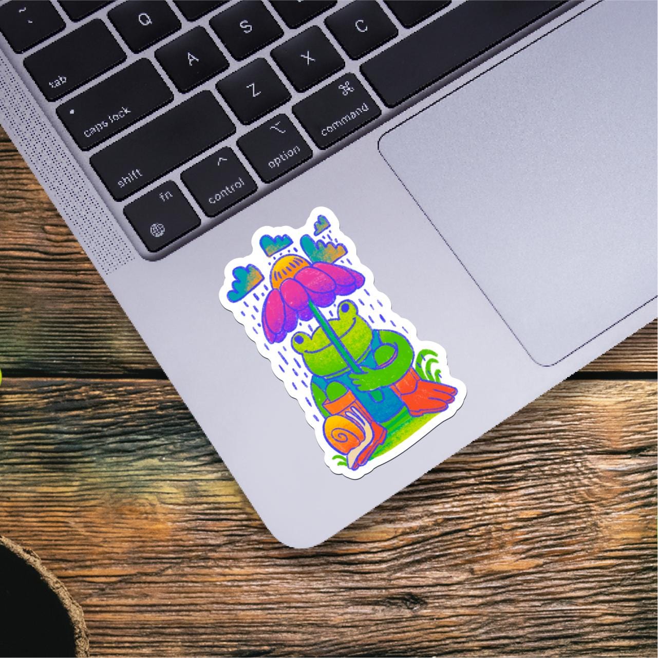  Frog Holding Umbrella Flower Sticker、mySite、elrpsem3k