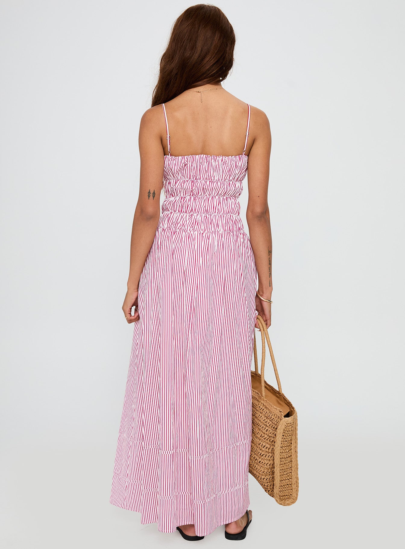 Loralei Shirred Maxi Dress Red Stripe、mySite、solidvoid