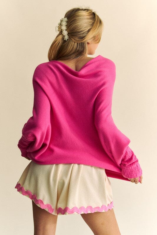 Davi & Dani Solid Color Batwing Sleeve Sweater、mySite、camillekostekn