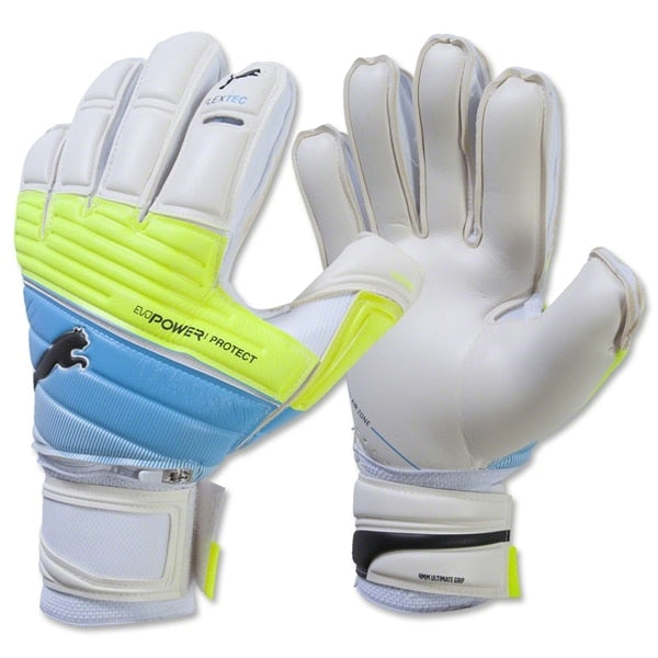 PUMA Men's evoPOWER Protect 1.3 Goalkeeper Gloves White/Safety Yellow、mySite、bottomscart
