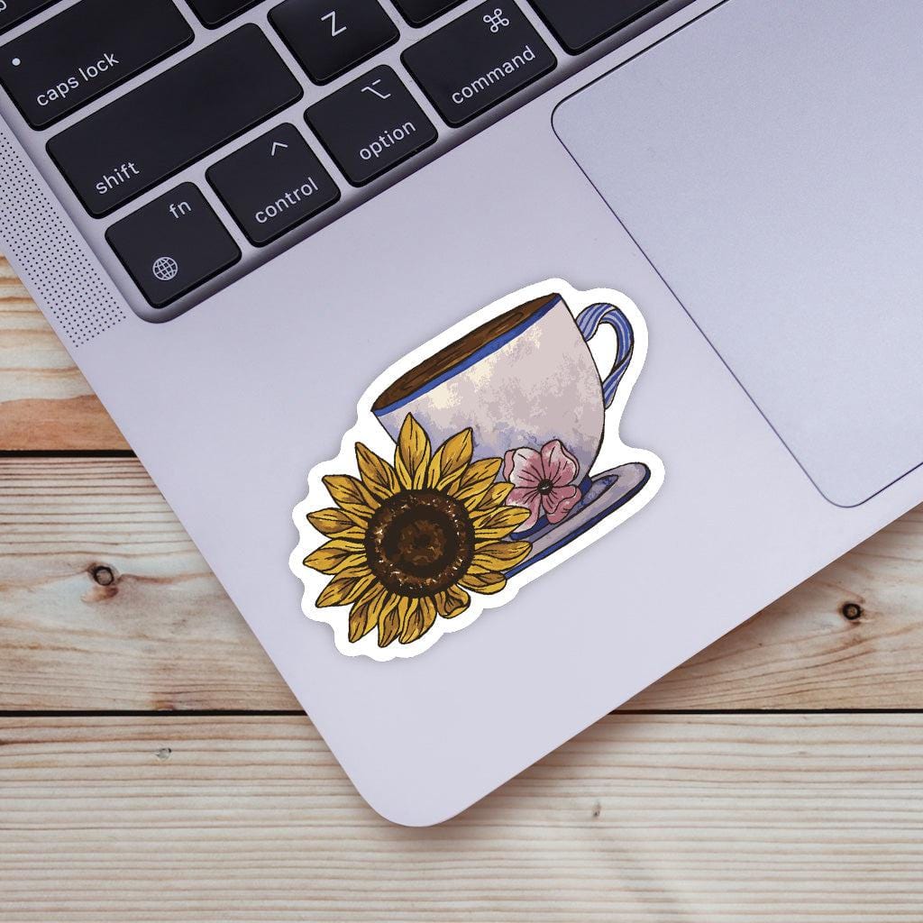  Cute Mug and Sunflower Coffee Sticker、mySite、ghnorth