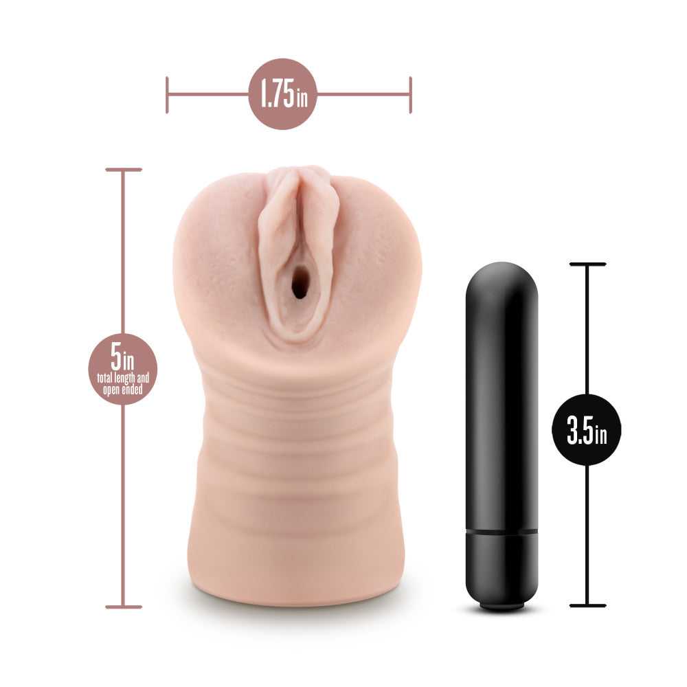 Enlust By Blush® | Ayumi Vibrating AI Male Masturbator Tight & Nubbed Canal With Vibrating Bullet - Made With X5® Plus Ultra Soft Realistic Vagina Feel - Beige、mySite、bottomscart