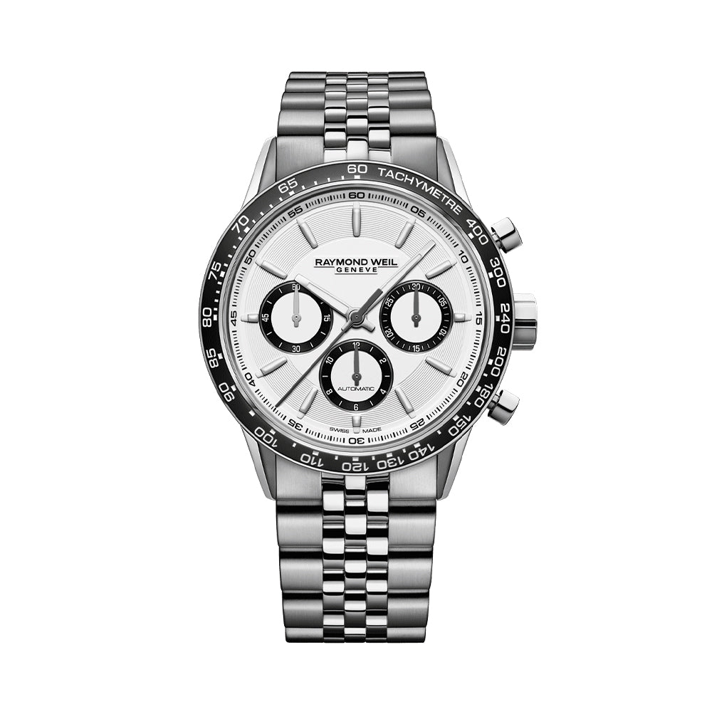 Freelancer Automatic Chronograph Ceramic Bezel 43.5mm - White on Bracelet、mySite、botmansion