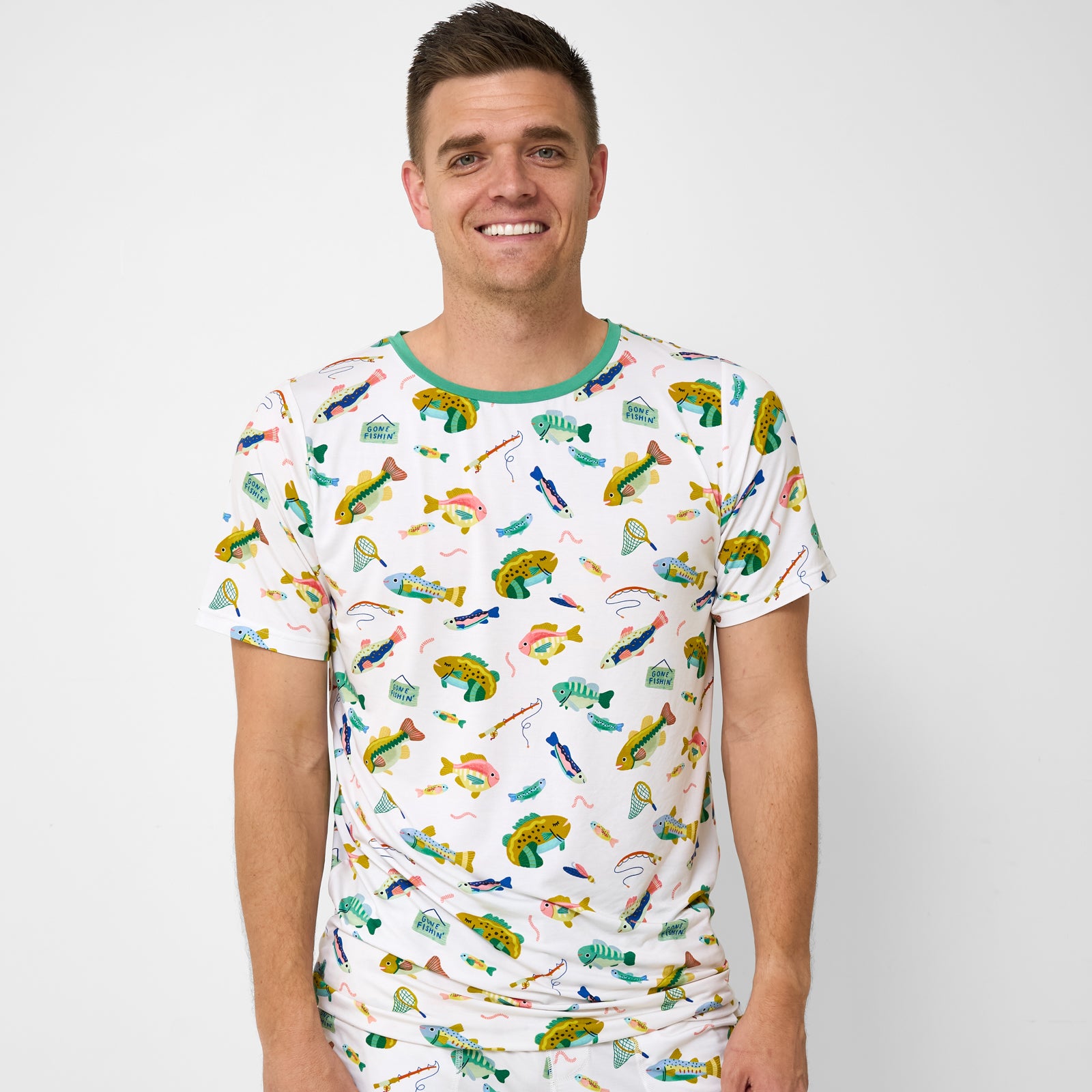  Gone Fishin' Men's Short Sleeve Pajama Top、mySite、layawaytickets