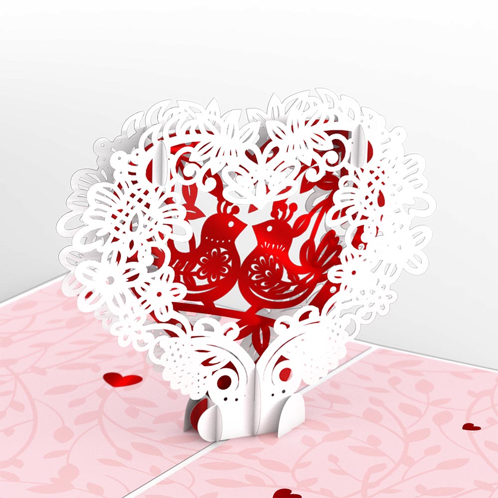 Vintage Love Birds Valentine's Day Pop-Up Card、mySite、solidvoid