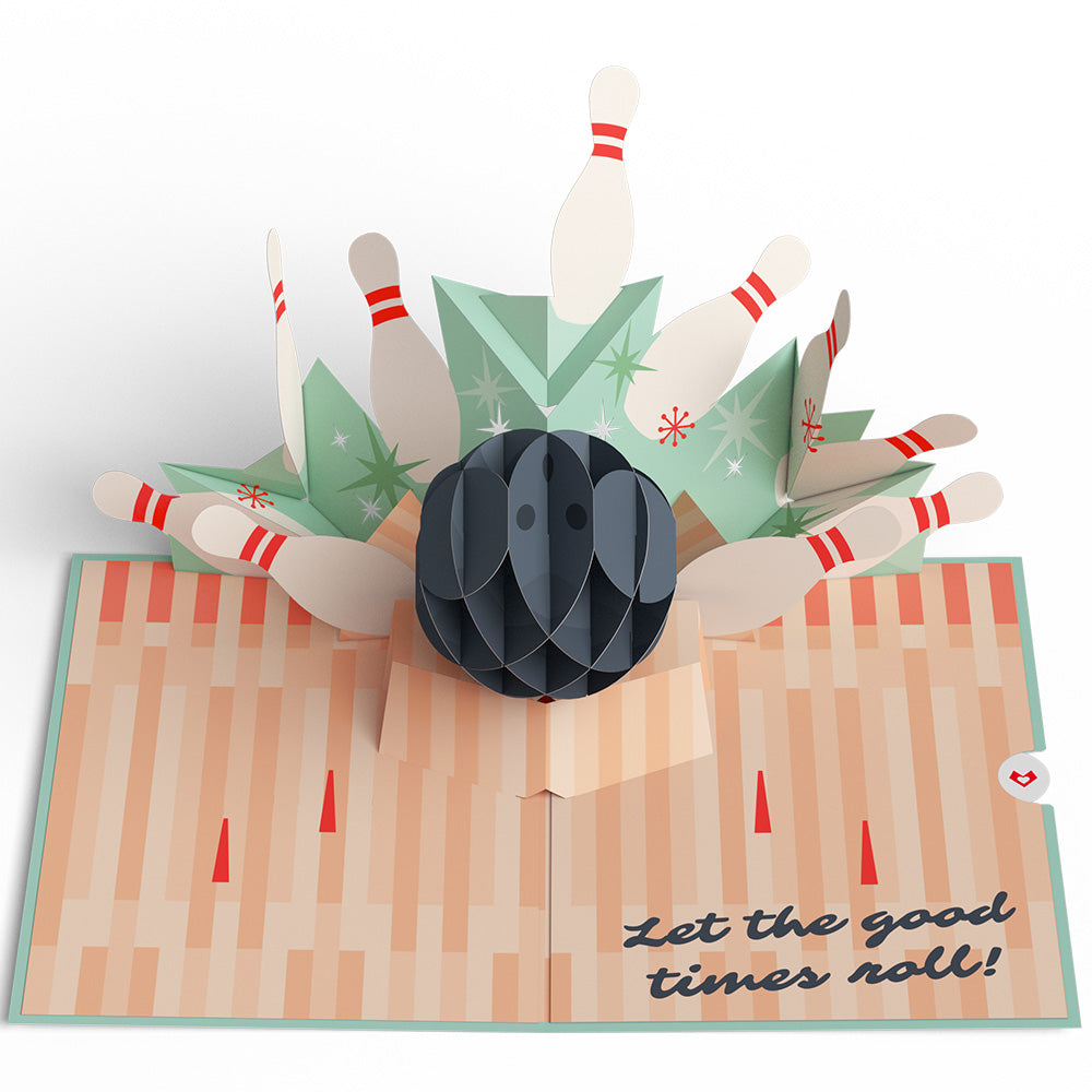 Retro Bowling Birthday Pop-Up Card、mySite、solidvoid