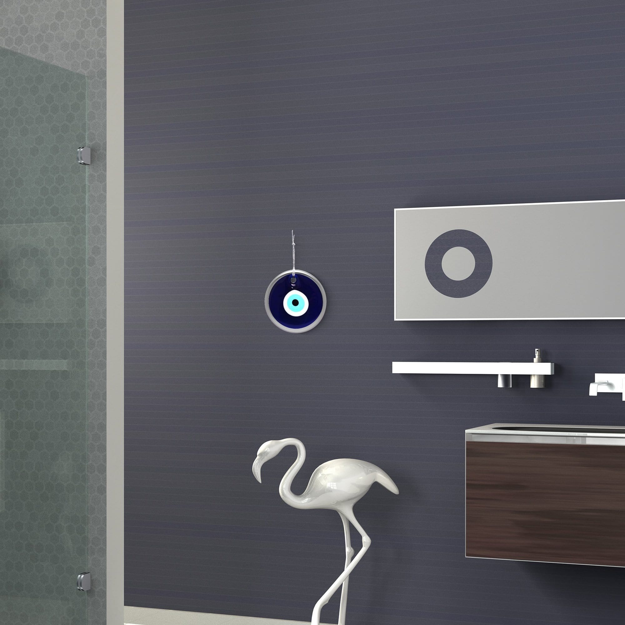 Evil Eye Glass Wall Hanging - Silver, Gold or Blue Border、mySite、topwebapps