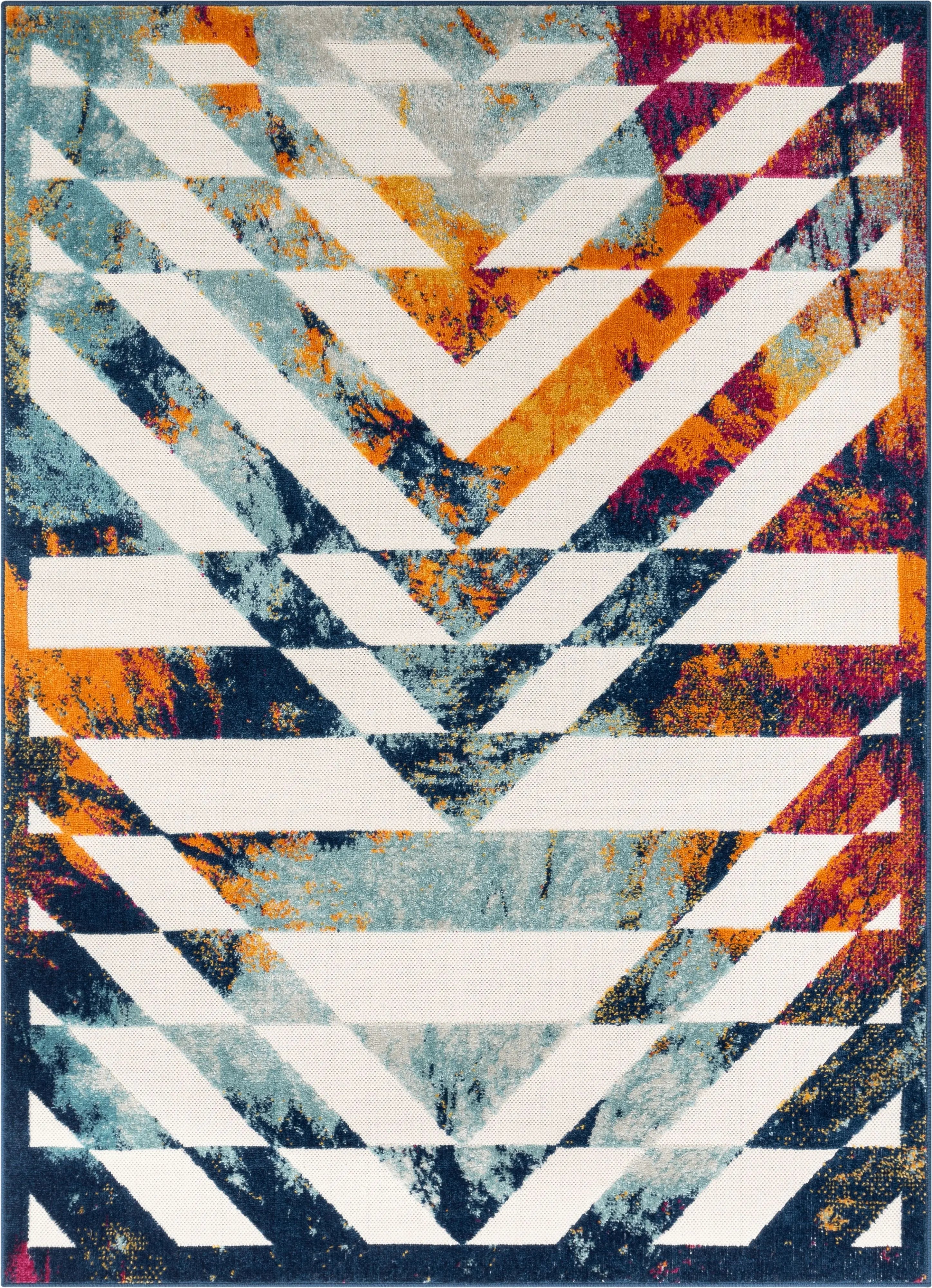 Carmen Geometric Chevron Bold Multi-Color Multi Indoor/Outdoor High-Low Rug、mySite、gigharbornorthrealestate