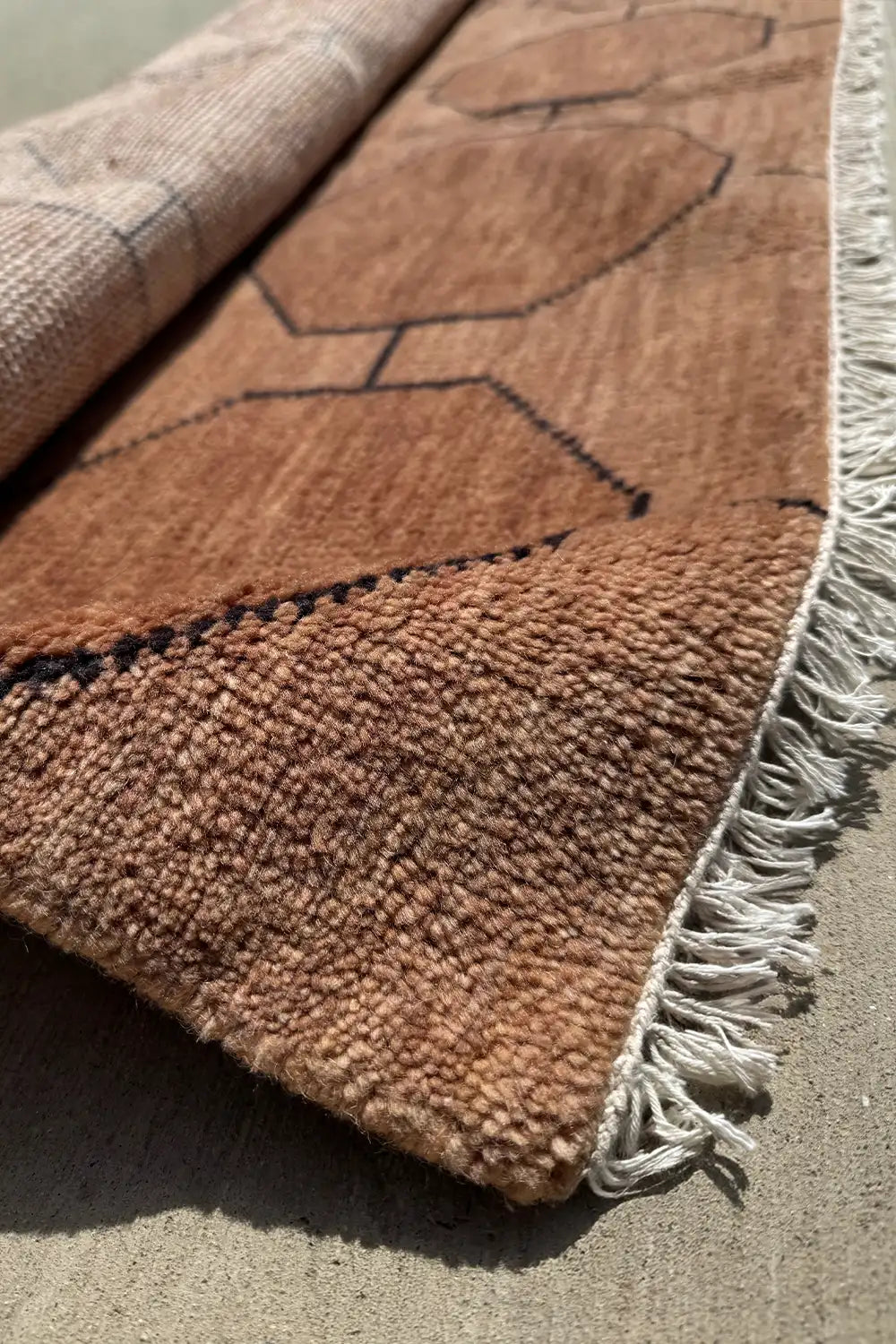 Light Brown Octagon Hand-Knotted Geometric Wool Rug 6x9、mySite、gigharbornorthrealestate