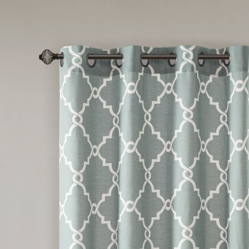 Fretwork Print Grommet Top Window Curtain Panel(Only 1 Pc Panel)、、eastwooduniform
