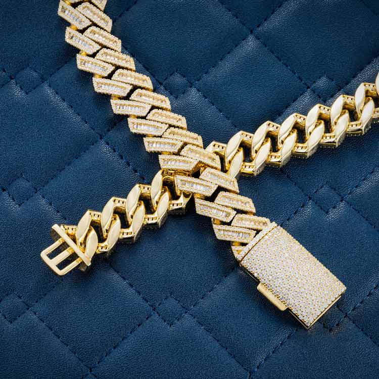 15MM Moissanite Baguette Cuban Link Chain 14K Gold、mySite、hinf8tx79