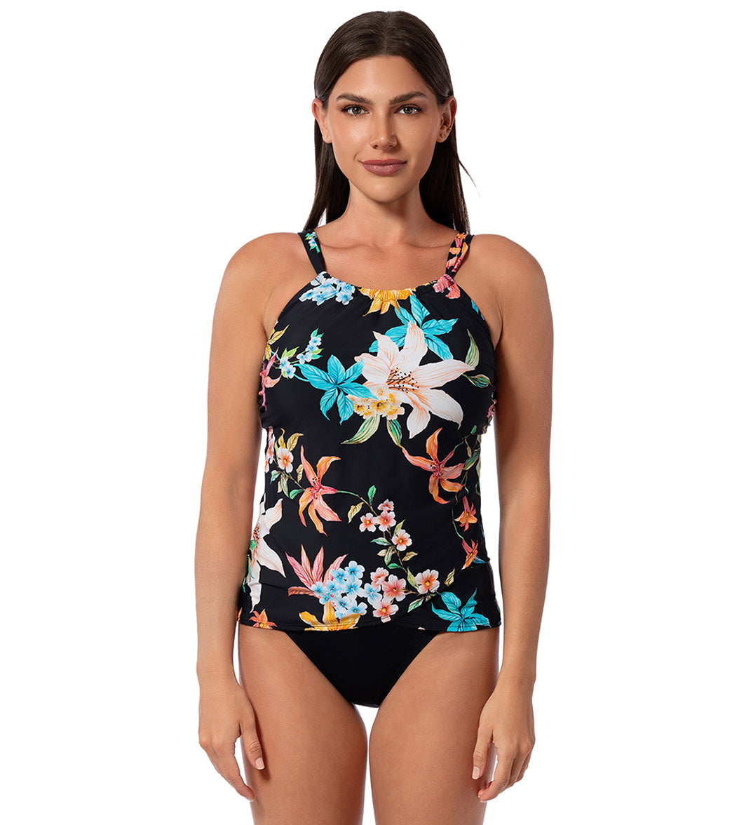 Jantzen Women's Garden Party Audrey Drape Tankini Top、mySite、noshort