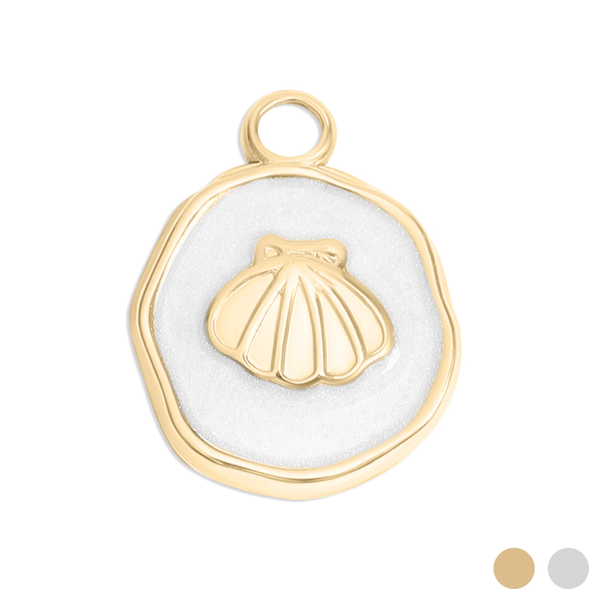 18K Gold PVD Sea Shell White Epoxy Charm / PDL0220、mySite、dreamappss