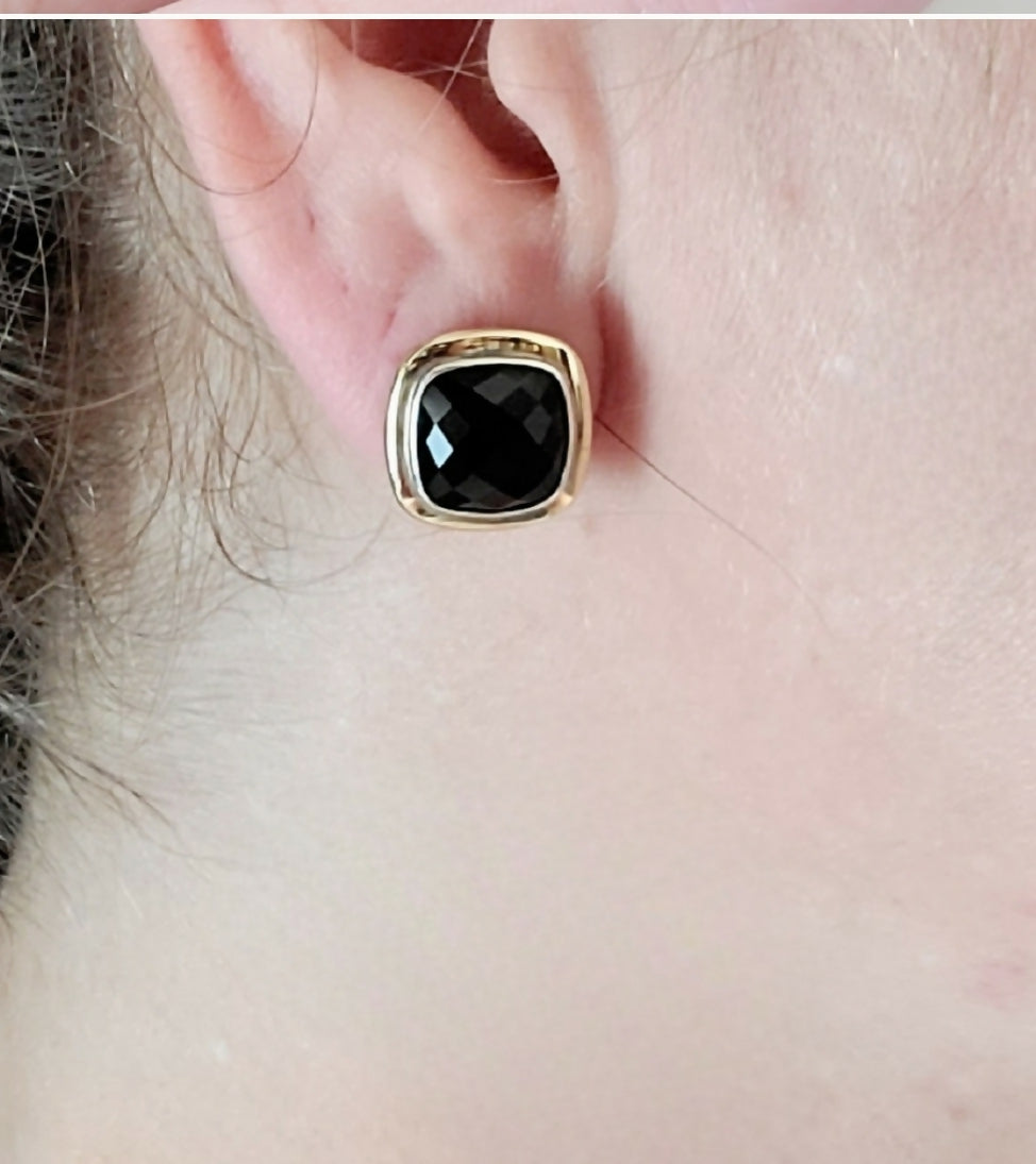 David Yurman Albion Earrings Black Onyx & Gold、mySite、hinf8tx79