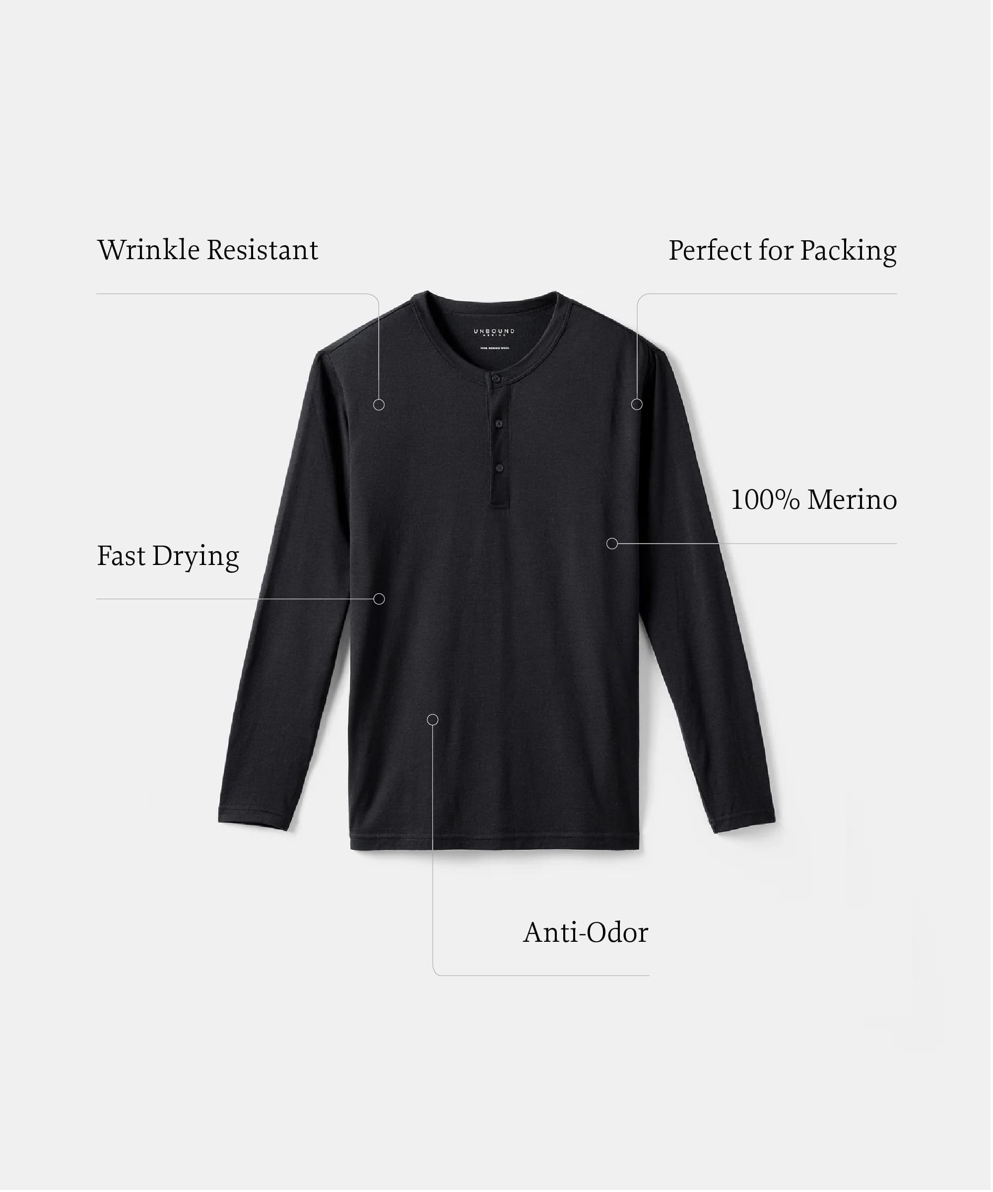 Men's Long Sleeve Merino Henley、mySite、noshort
