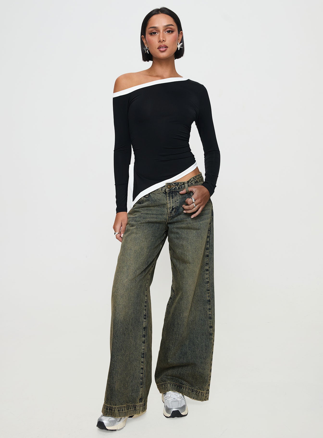 Fake Smile Long Sleeve Top Black、mySite、solidvoid