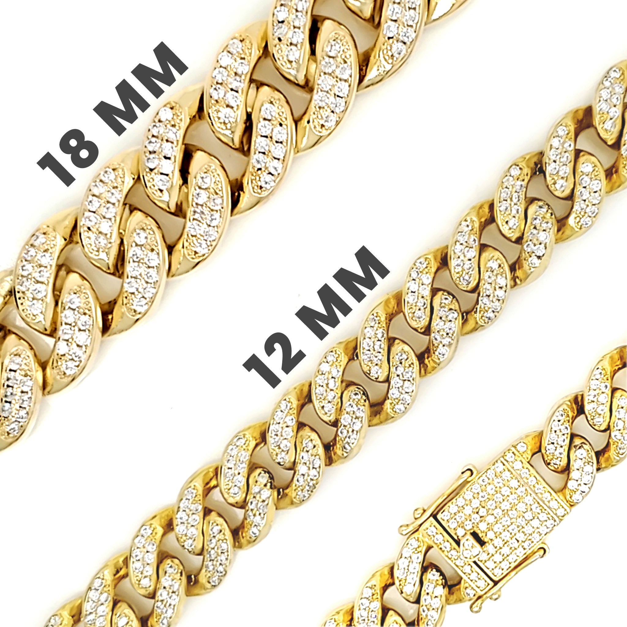 Gold PVD Coated Over Brass Cubic Zirconia Cuban Chain / BLC0001、mySite、dreamappss