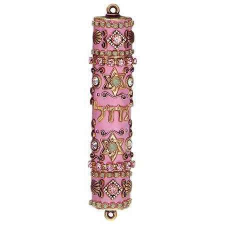Michal Golan Swarovski Crystals on Pink Mezuzah、mySite、topwebapps