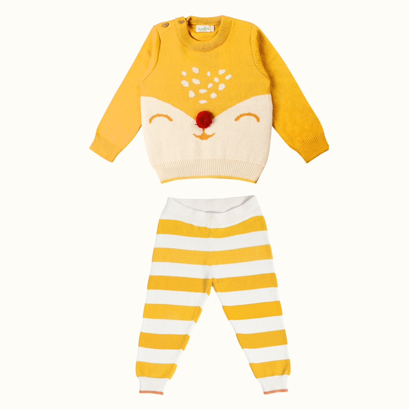 Cotton Sweater & Lower Set | Cuddly Fox Printed | Set of 2、mySite、camillekostekn