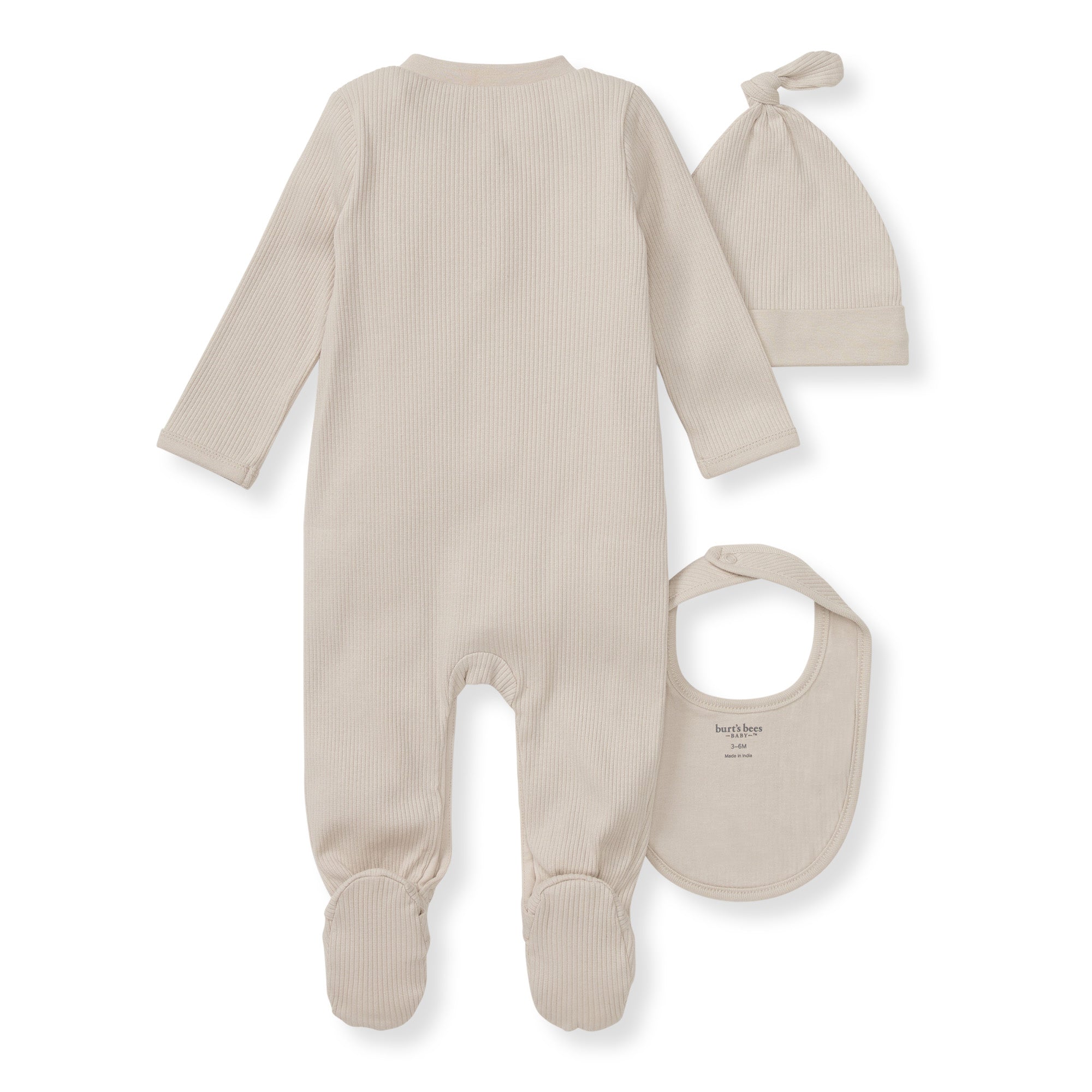 Organic Cotton Jumpsuit, Bib & Hat 3 Piece Set - Limestone、mySite、g9winljtr