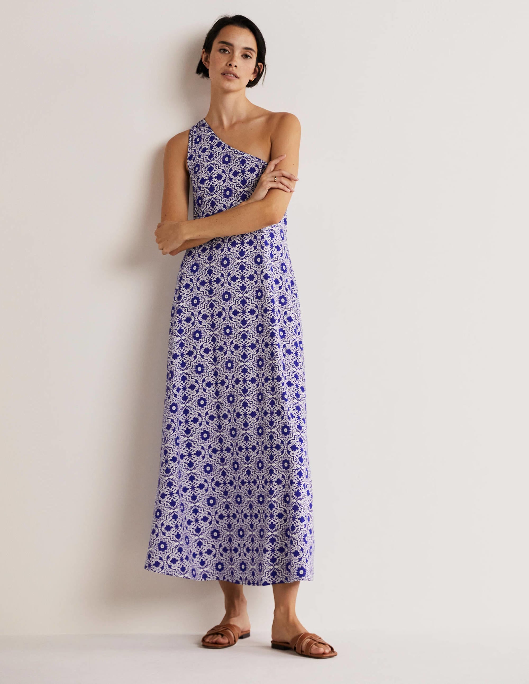  One Shoulder Jersey Midi Dress-Atlantic Ocean, Bloomsbury、mySite、ashleygrahame