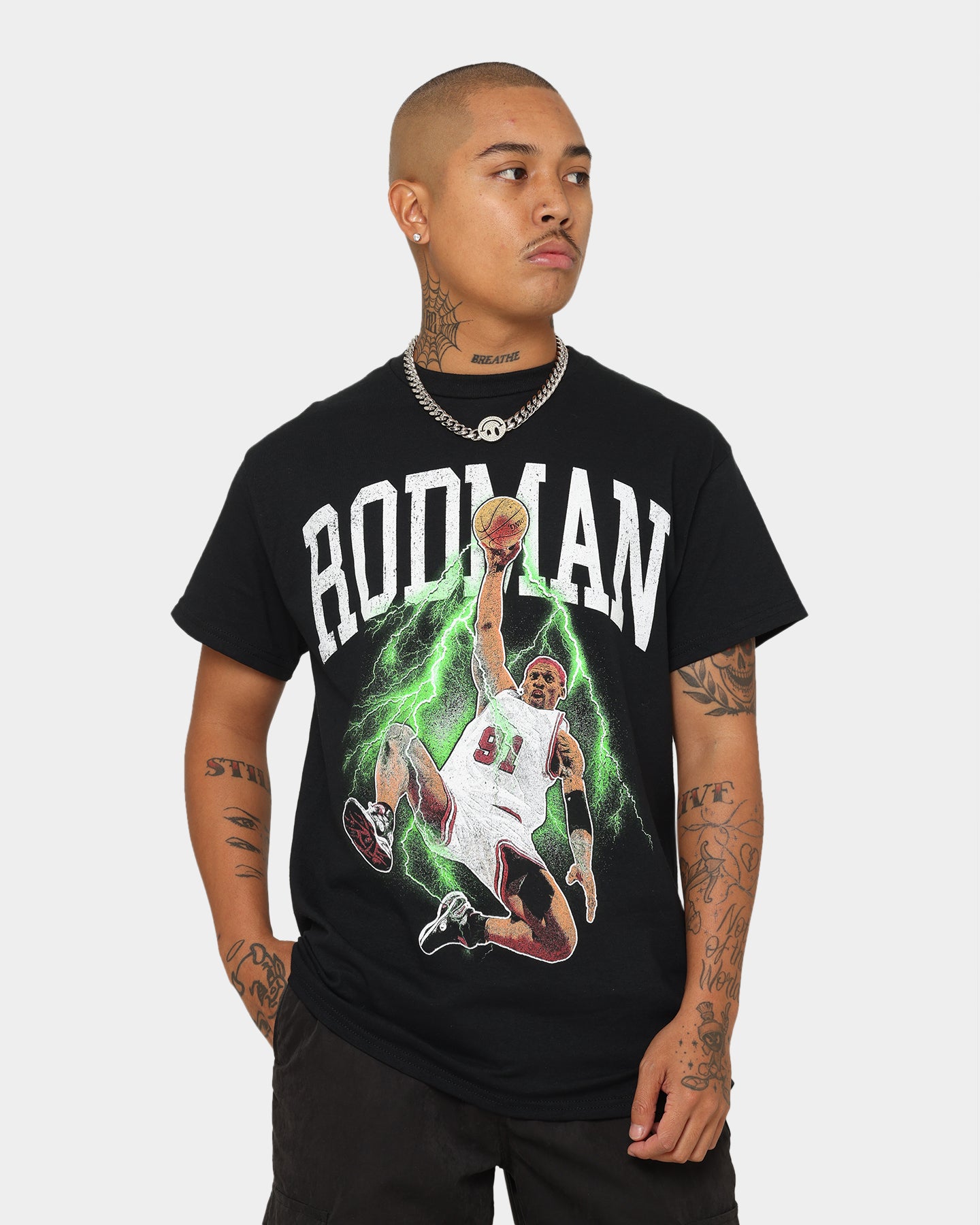 Rodman Brand Rodman Glow Dunk Vintage T-Shirt Black/Green、mySite、zt4zffjzw