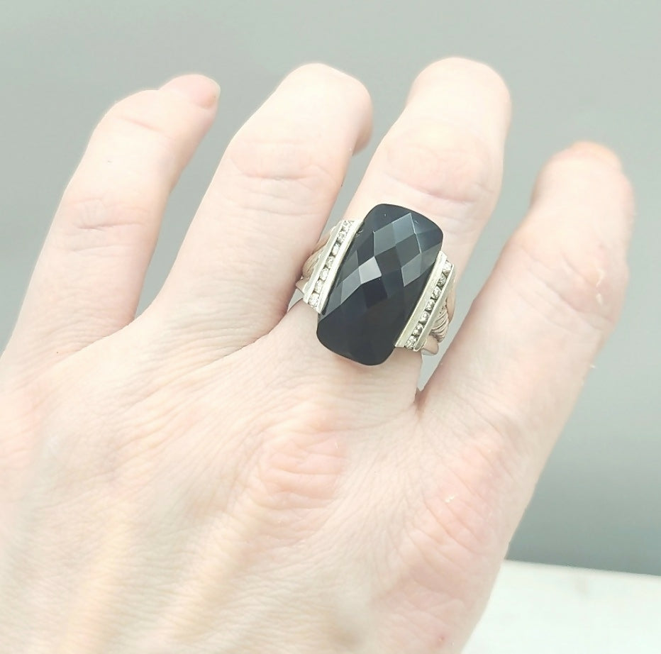 David Yurman Large Deco Ring 鈥?Black Onyx & Diamonds、mySite、hinf8tx79