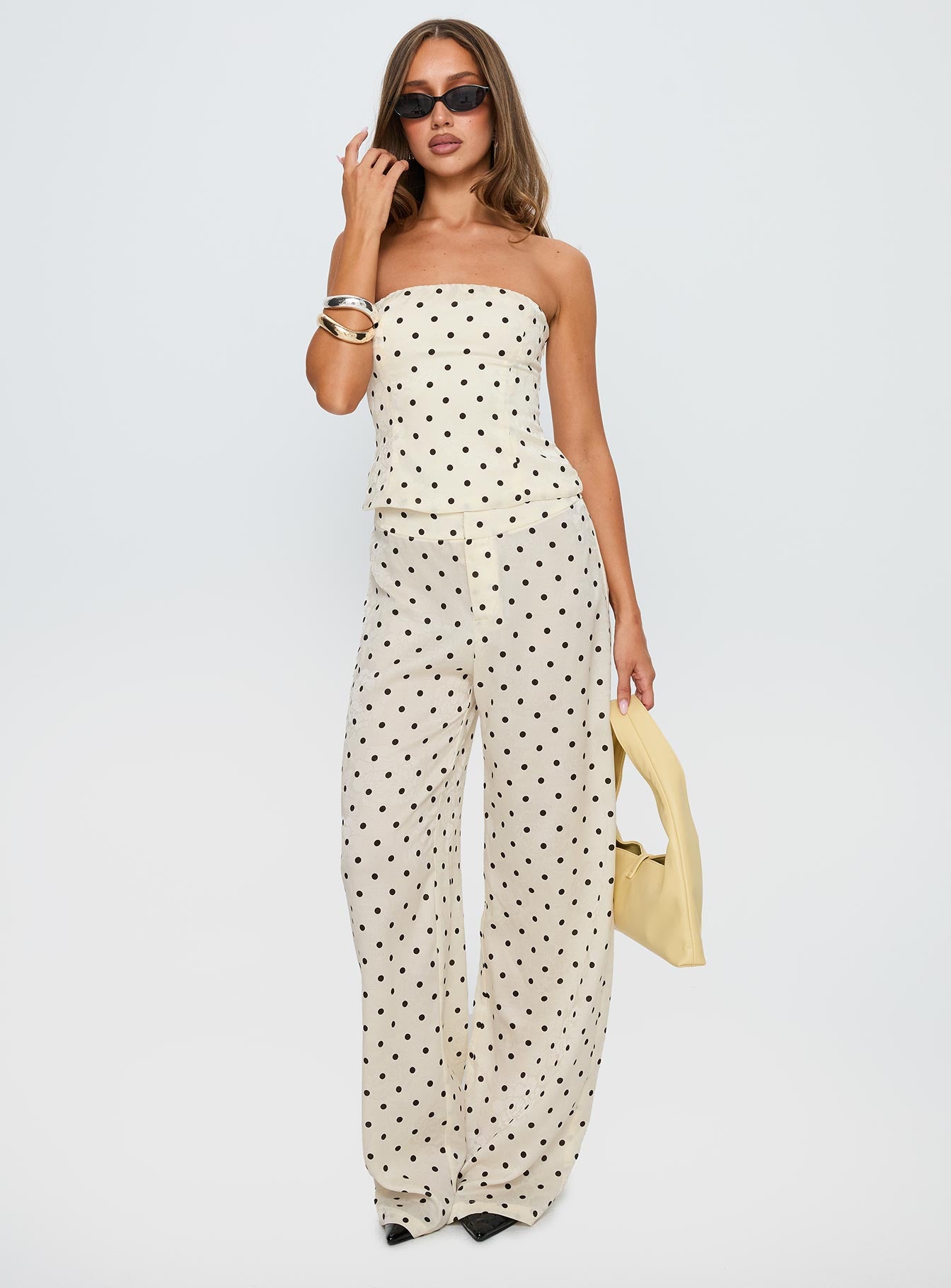 Powdered Sugar Strapless Set Cream Polka、mySite、solidvoid