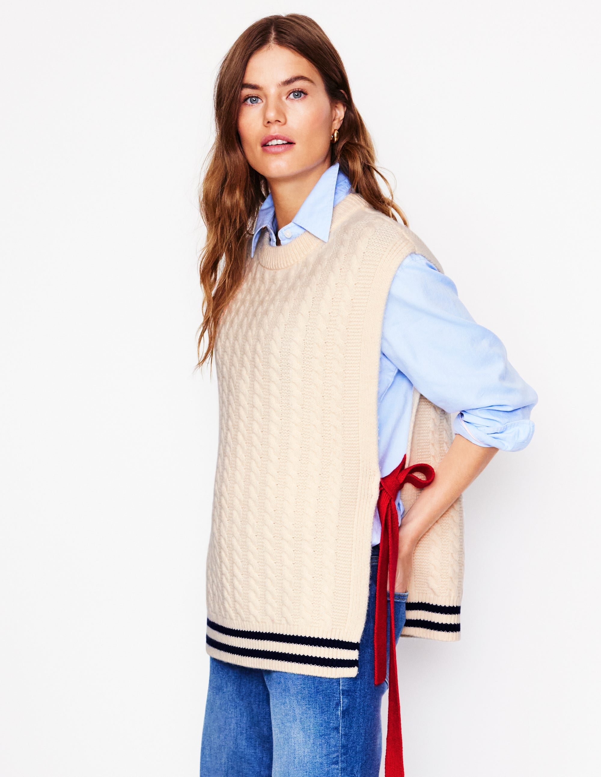  Cable Knit Wool Tabard-Warm Ivory、mySite、ashleygrahame